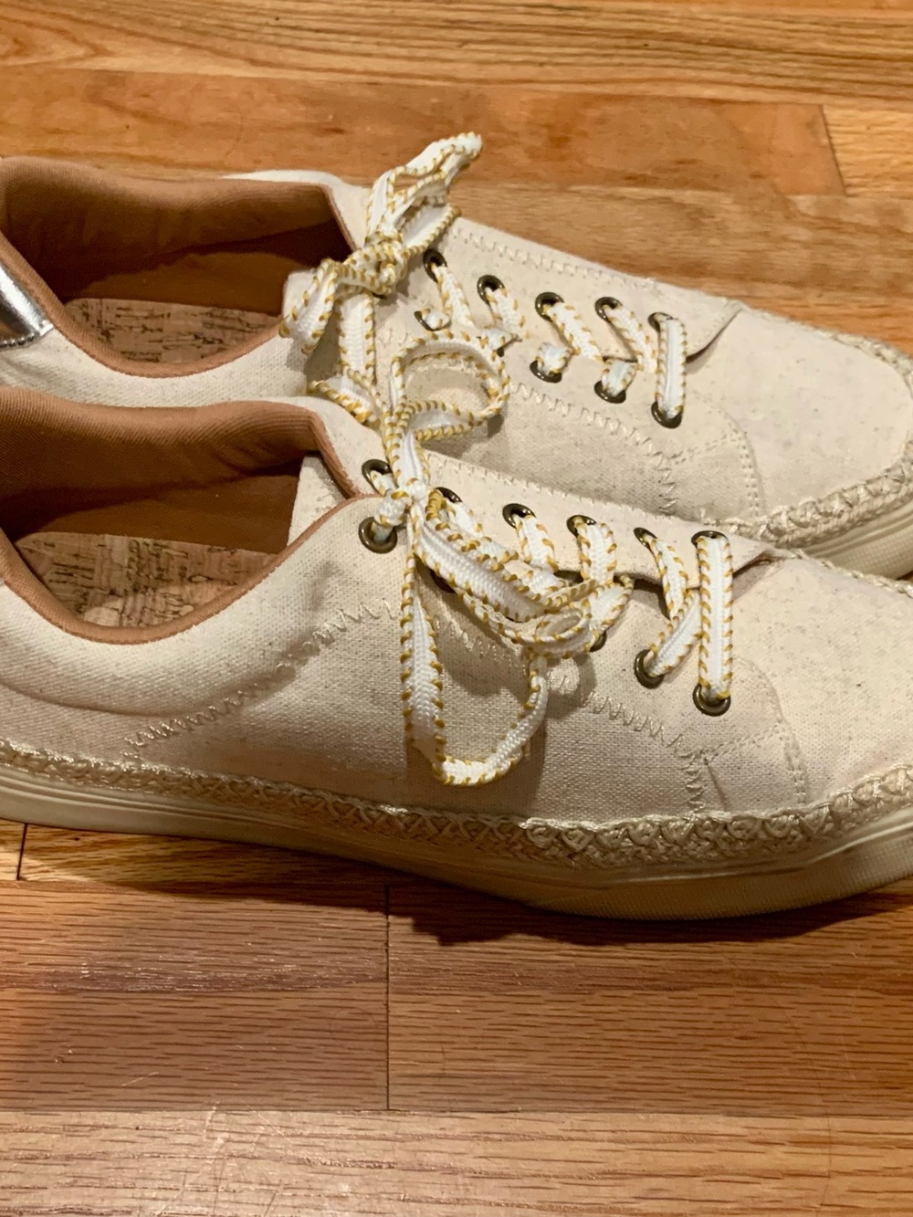 Lucky Brand Cream Canvas Lace-Up Espadrille Sneakers